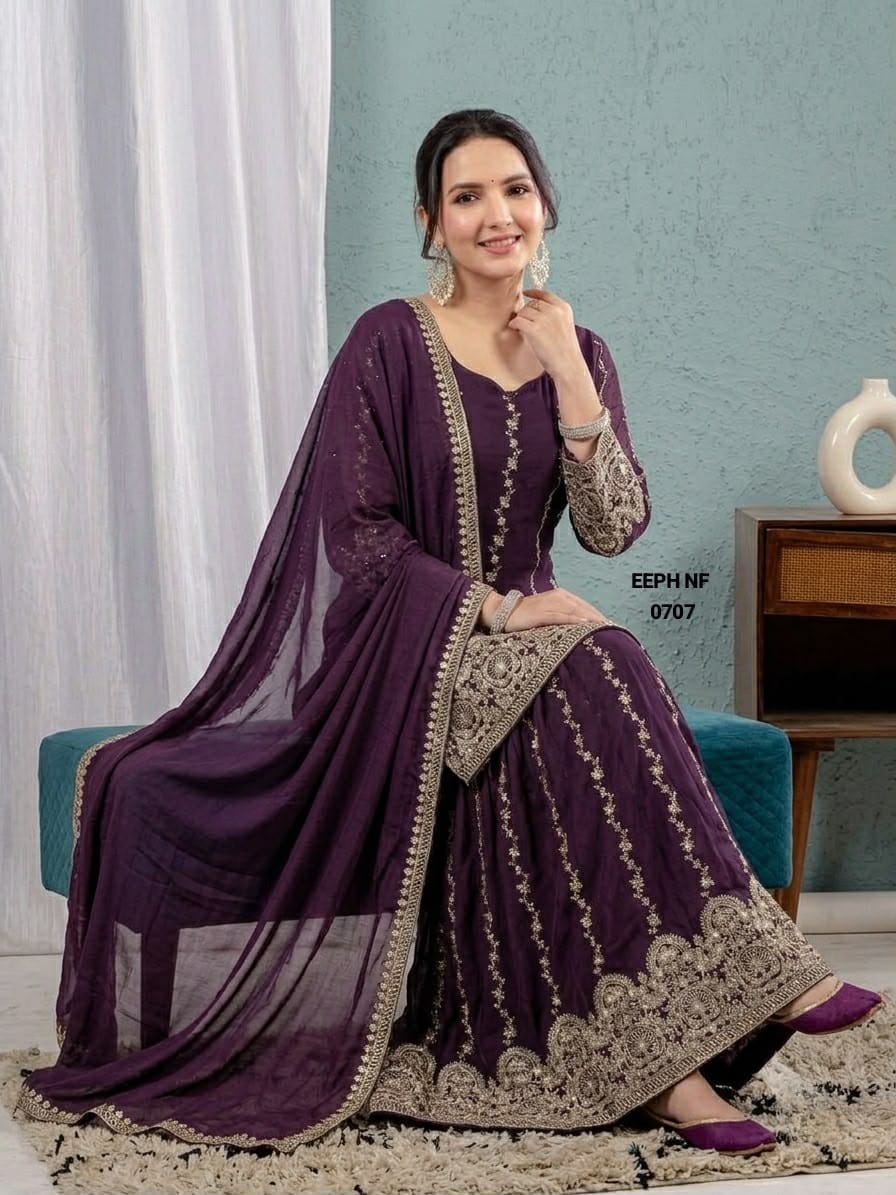 Faux Georgette Embroidered Sharara Suit Set.